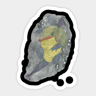 Intergalactic Baby Armadillo In Space Watercolor Sticker